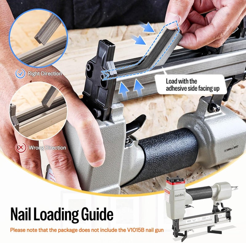 Meite Picture Frame Nails 3/8-Inch Length V1010 - Hardwood V Nails 10.3mm Diameter for Wood Corner Framing, Compatible with V1015B Nailer Joiner Gun (5-Boxes-Pack) - Image 3